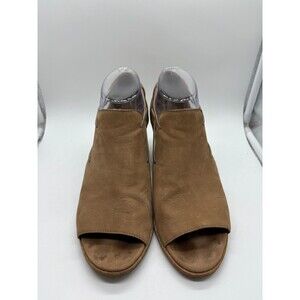Eileen Fisher Women's Nikki Booties Peep Toe Block Heel Leather Brown Size 10
